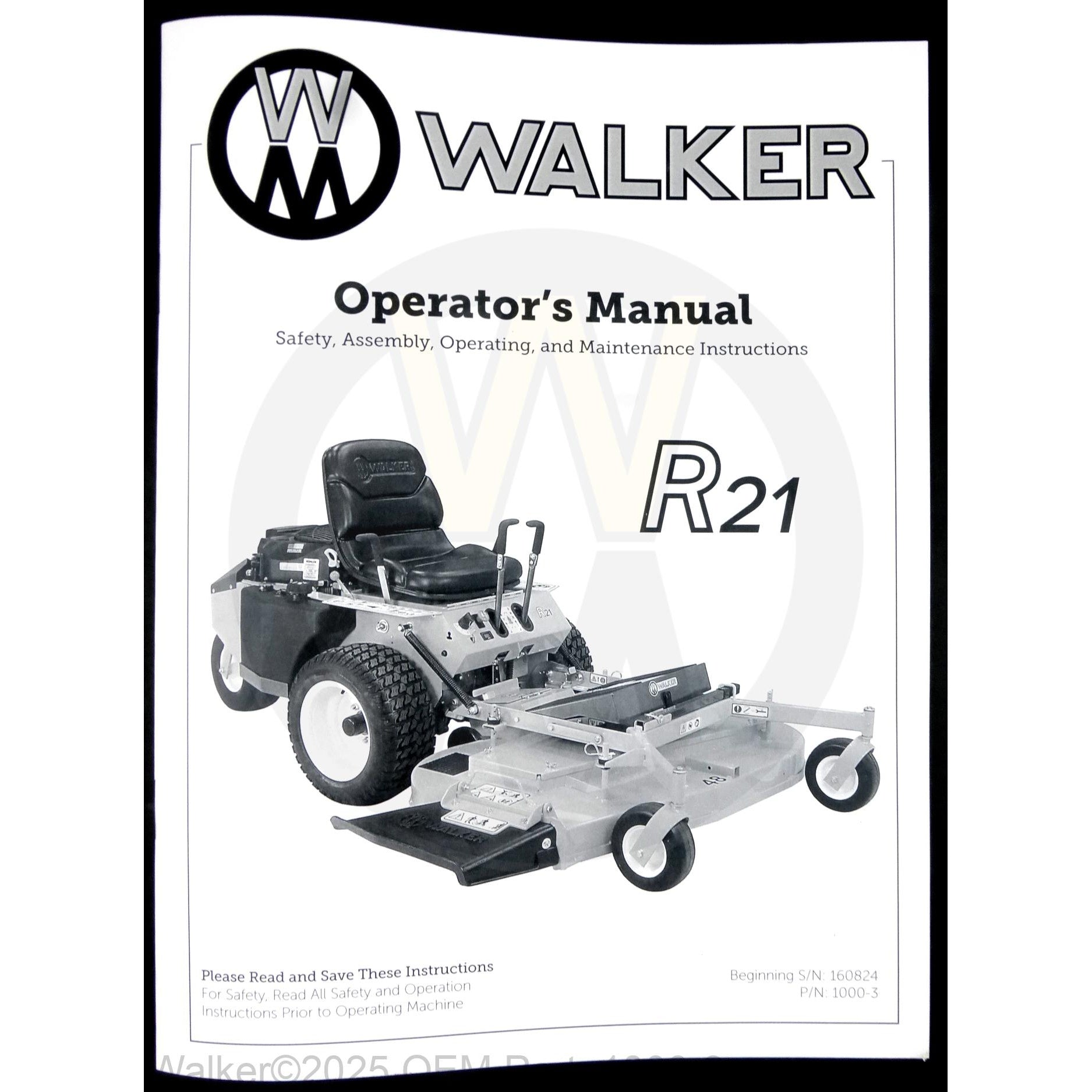 Walker Part # 1000-3 : Operators Manual/MR21