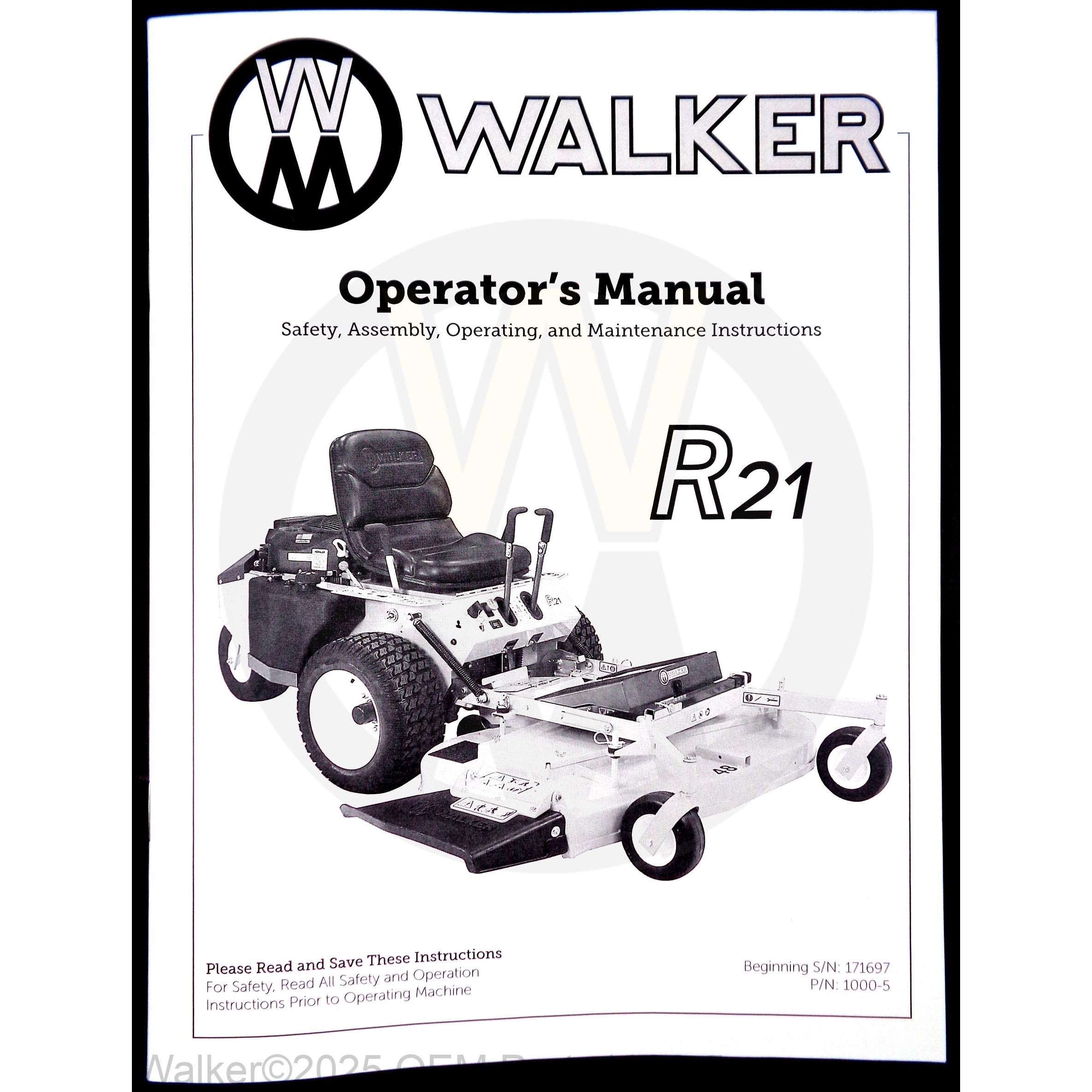 Walker Part # 1000-5 : Operators Manual/MR21