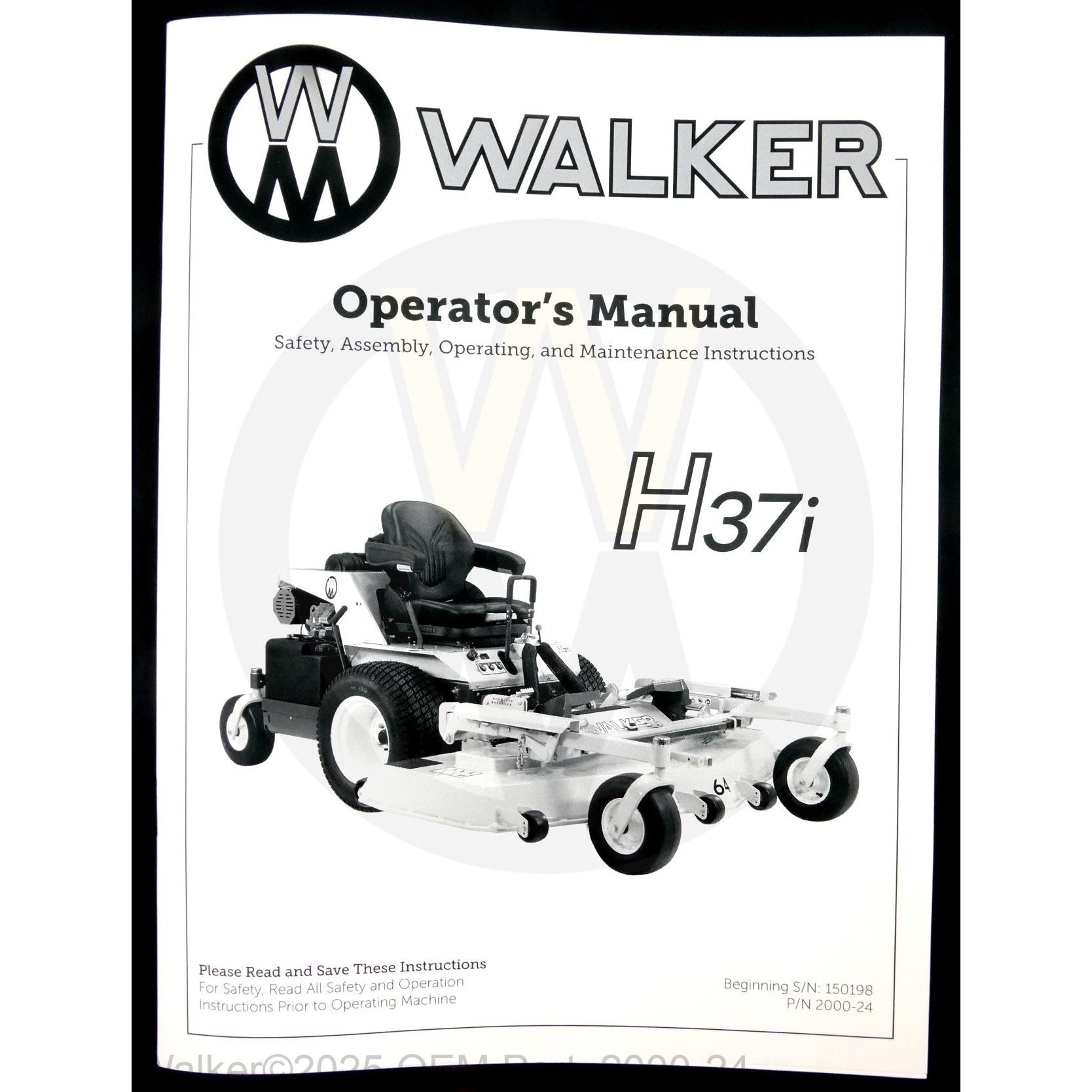 Walker Part # 2000-24 : MH37i Operator's Manual