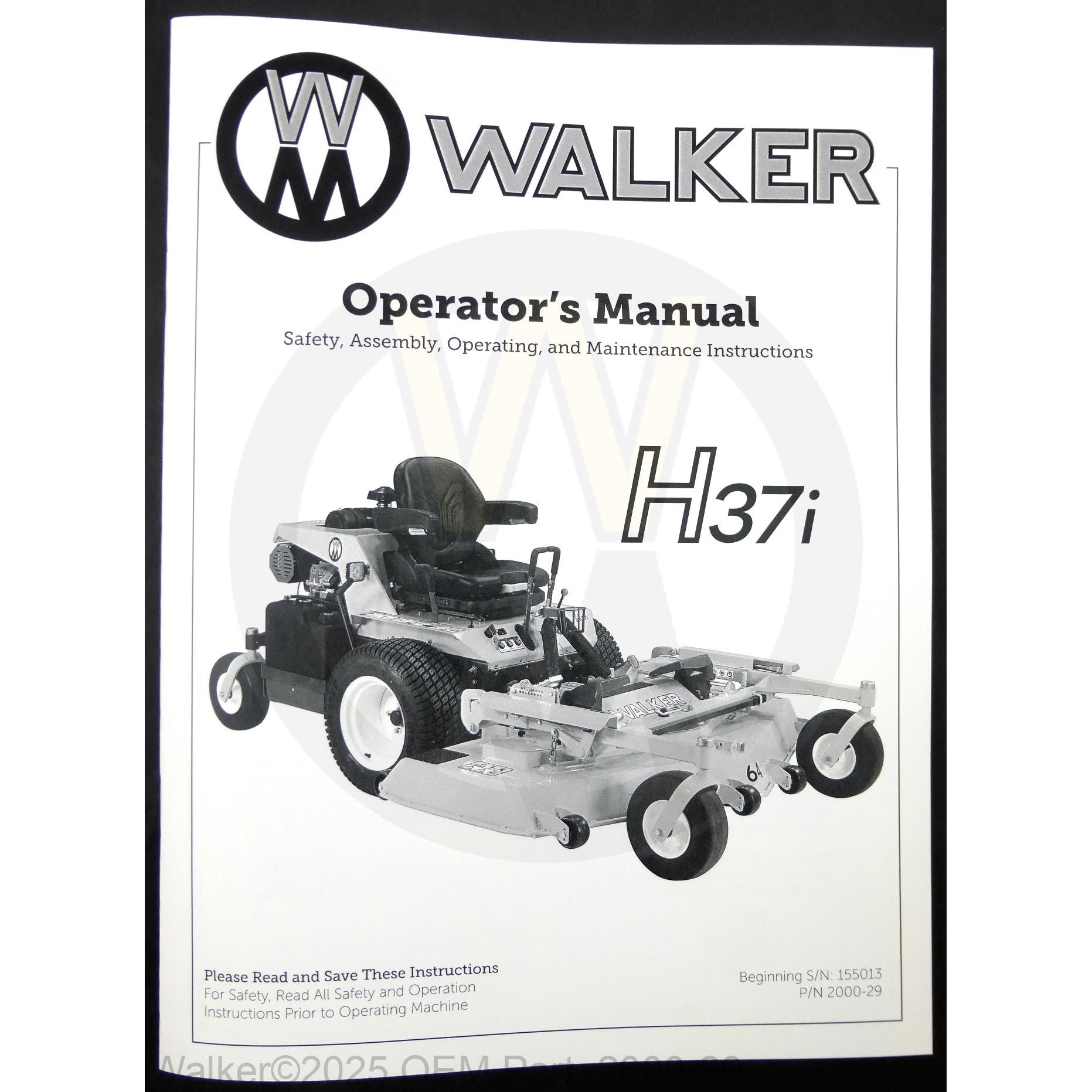Walker Part # 2000-29 : Operators Manual/MH37i