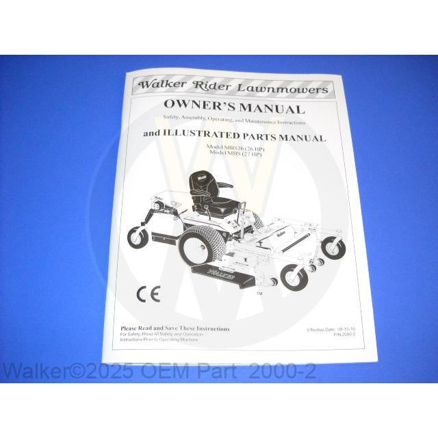 Walker Part # 2000-2 : Owners/Parts Manual/MBS10