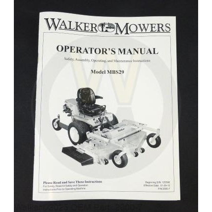 Walker Part # 2000-7 : Operators Manual/MBS29