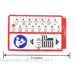 Walker Part # 2748-2 : (NR) Decal, Cutting Height Adj