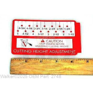 Walker Part # 2748 : DECAL, CUTTING HEIGHT ADJ