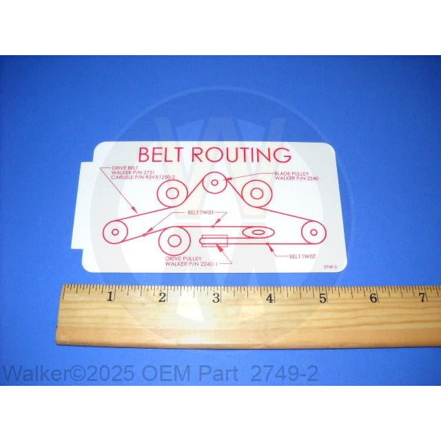 Walker Part # 2749-2 : Decal, Drive Belt Routing