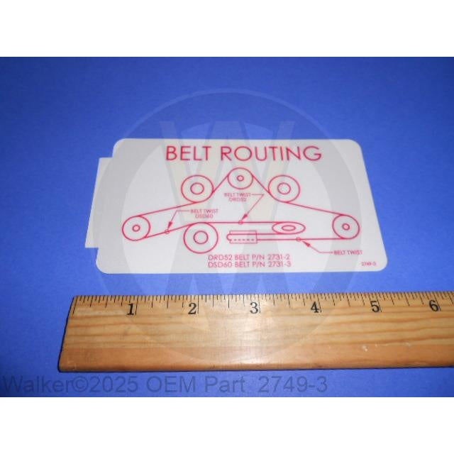 Walker Part # 2749-3 : Decal, Drive Belt Routing (Micro V)