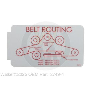 Walker Part # 2749-4 : (NR) Decal, Drive Belt Routing