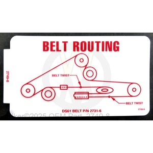 Walker Part # 2749-8 : (NR) Decal, Drive Belt Routing