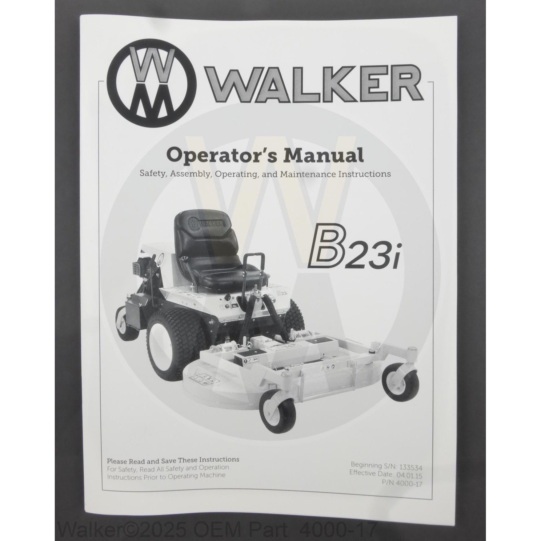 Walker Part # 4000-17 : Parts Manual