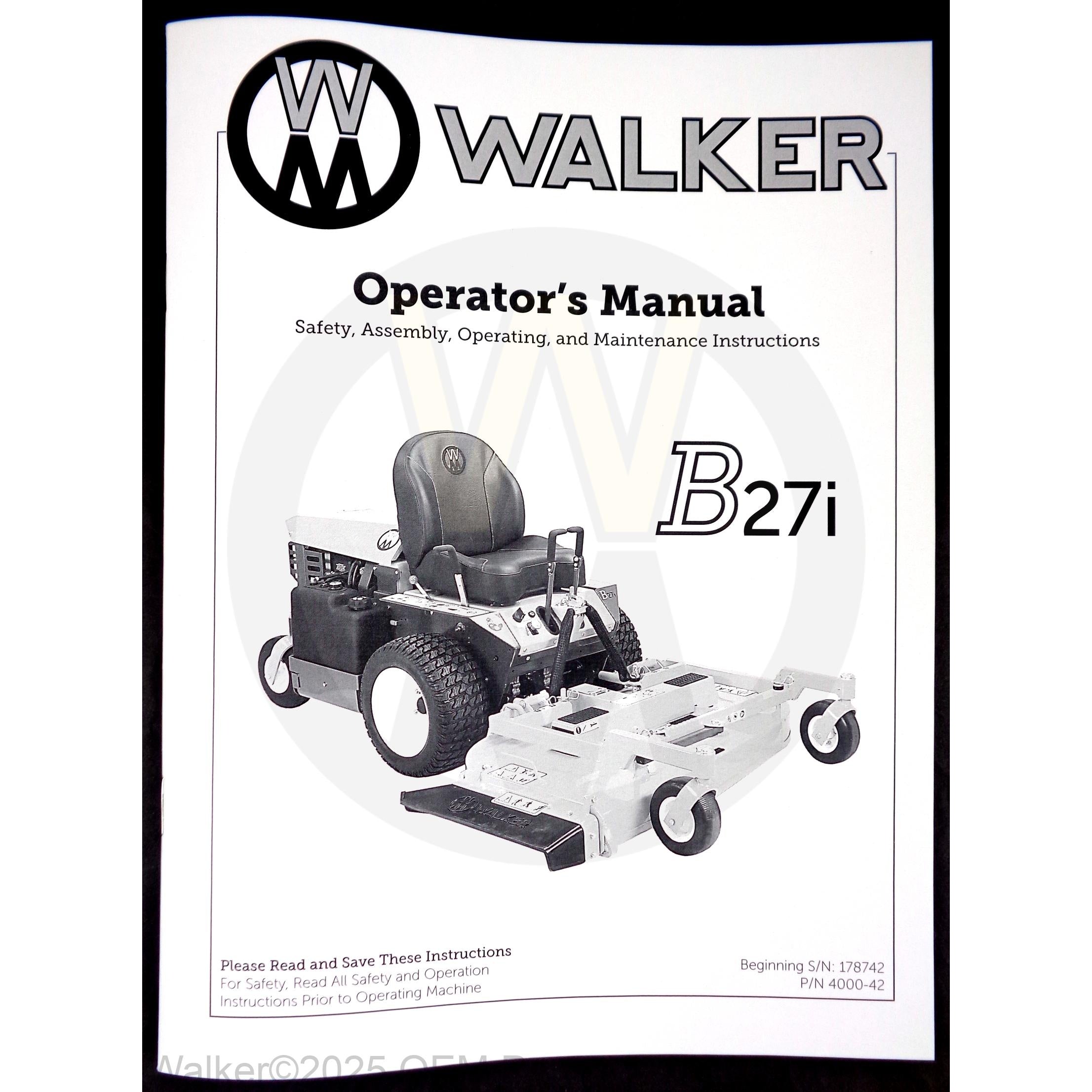 Walker Part # 4000-42 : Operator's Manual, MB27i