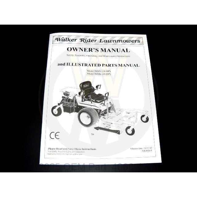 Walker Part # 4000-4 : OWNERS/PARTS MANUAL/MB/10