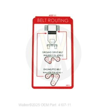 Walker Part # 4107-11 : (NR) Decal, Belt Routing