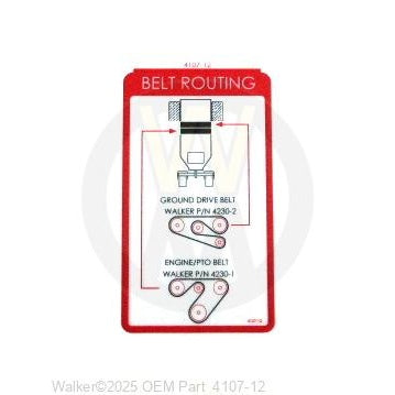 Walker Part # 4107-12 : (NR) Decal, Belt Routing