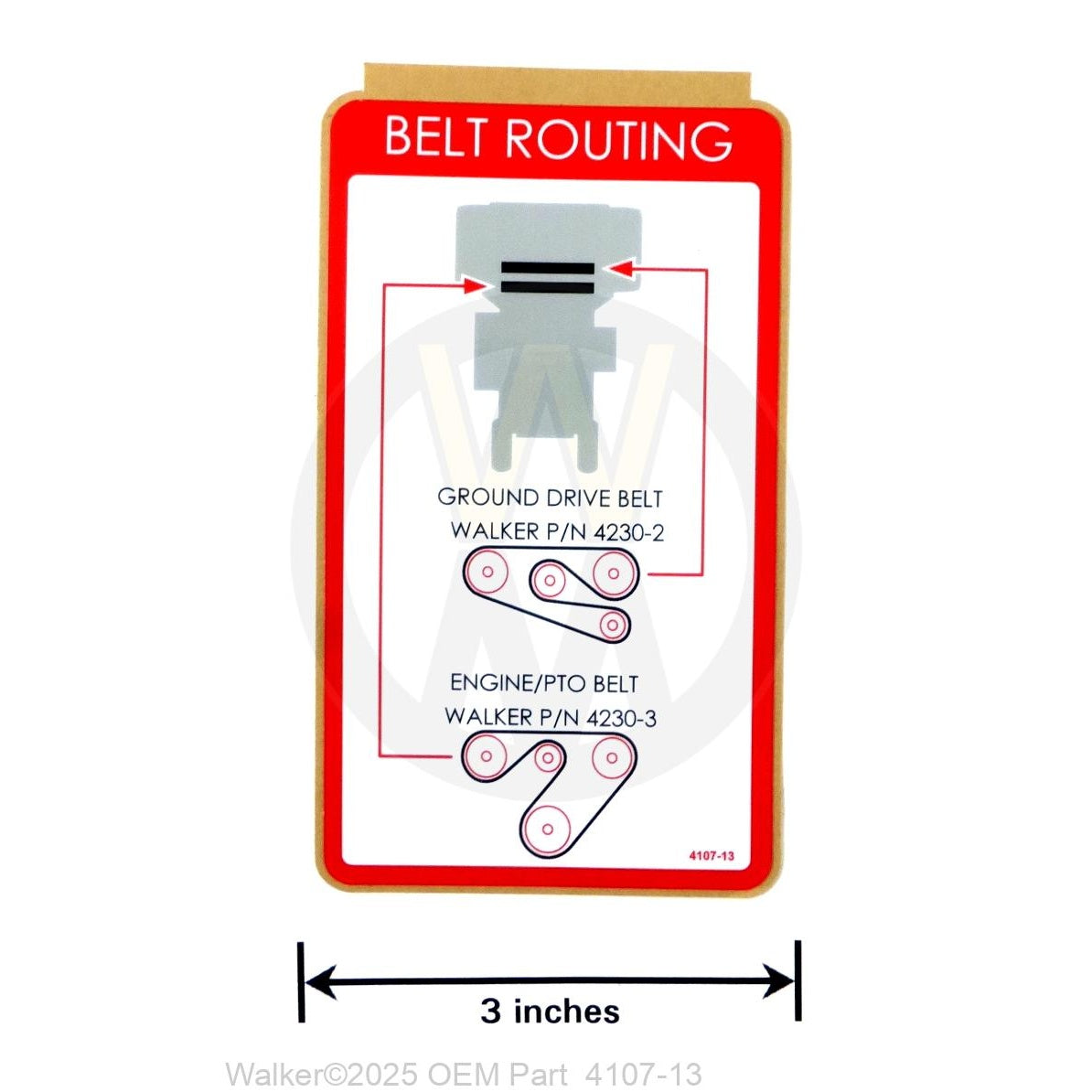 Walker Part # 4107-13 : (NR) Decal, Belt Routing