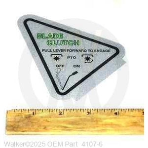 Walker Part # 4107-6 : DECAL, PTO CLUTCH