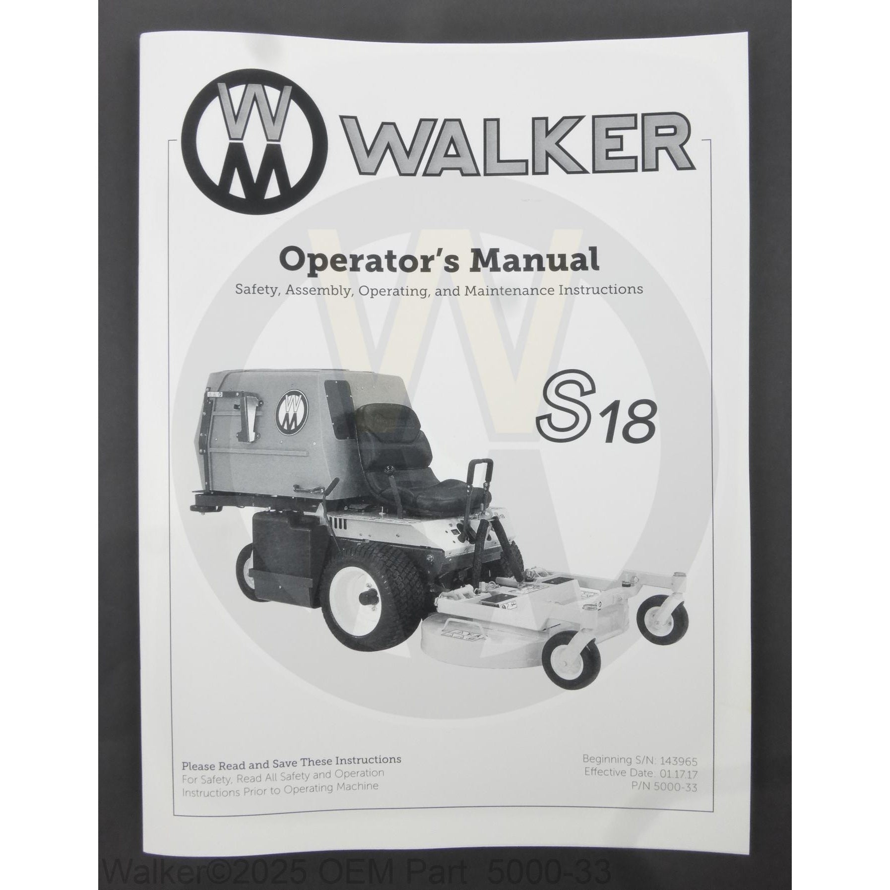 Walker Part # 5000-33 : Operators Manual MS18