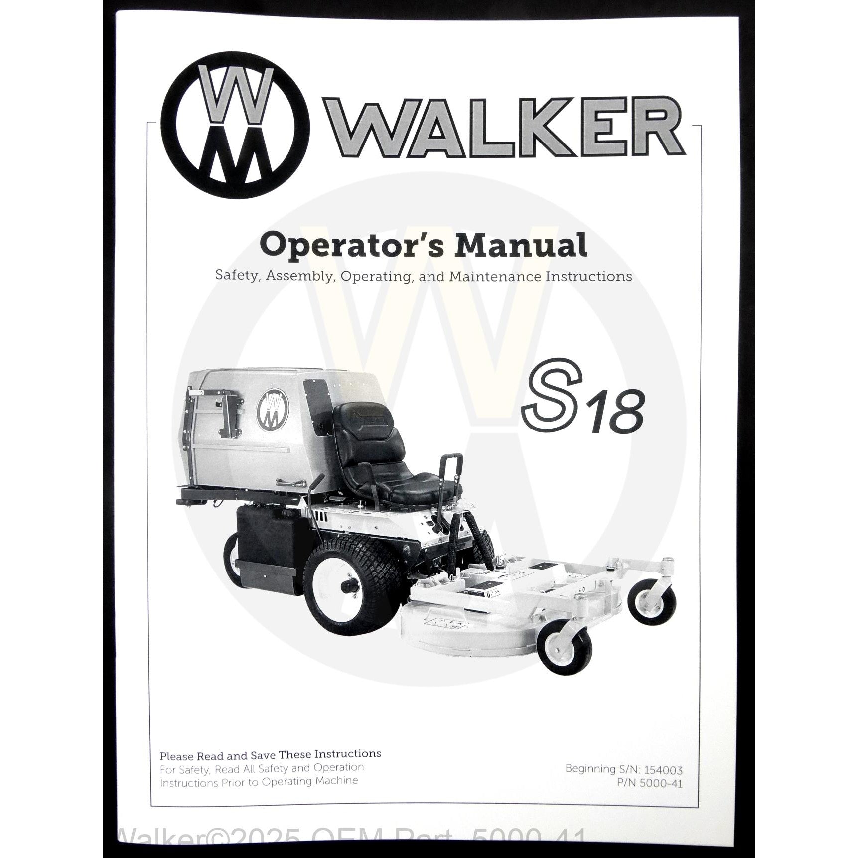 Walker Part # 5000-41 : Operators Manual MS18
