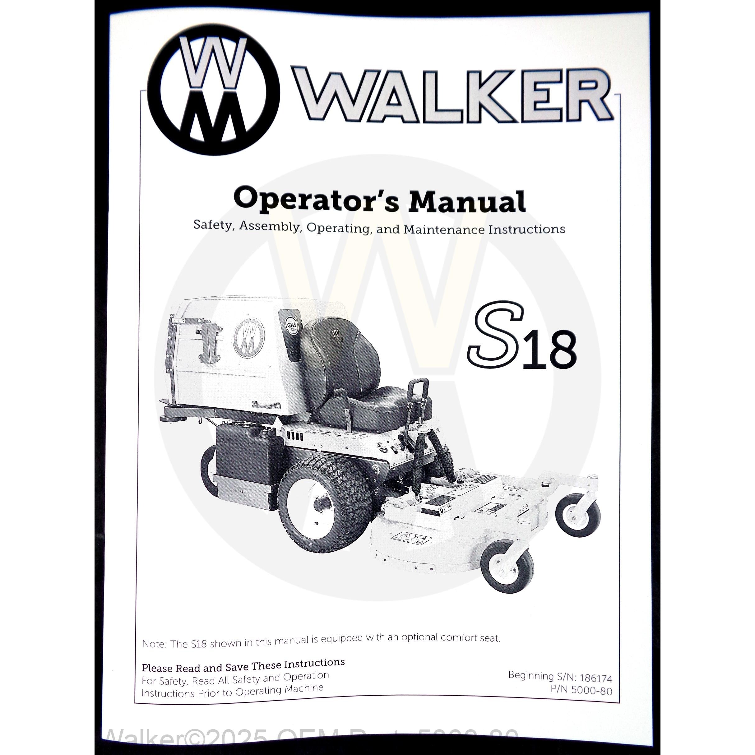 Walker Part # 5000-80 : Operator's Manual, MS18