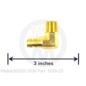 Walker Part # 5024-23 : 90 Degree Male Fitting 3/8 Barb 1/4 Thread