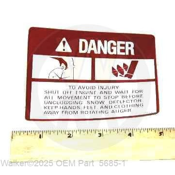 Walker Part # 5685-1 : DECAL, DANGER (#23555)