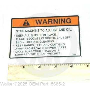 Walker Part # 5685-2 : DECAL, WARNING (#23569)