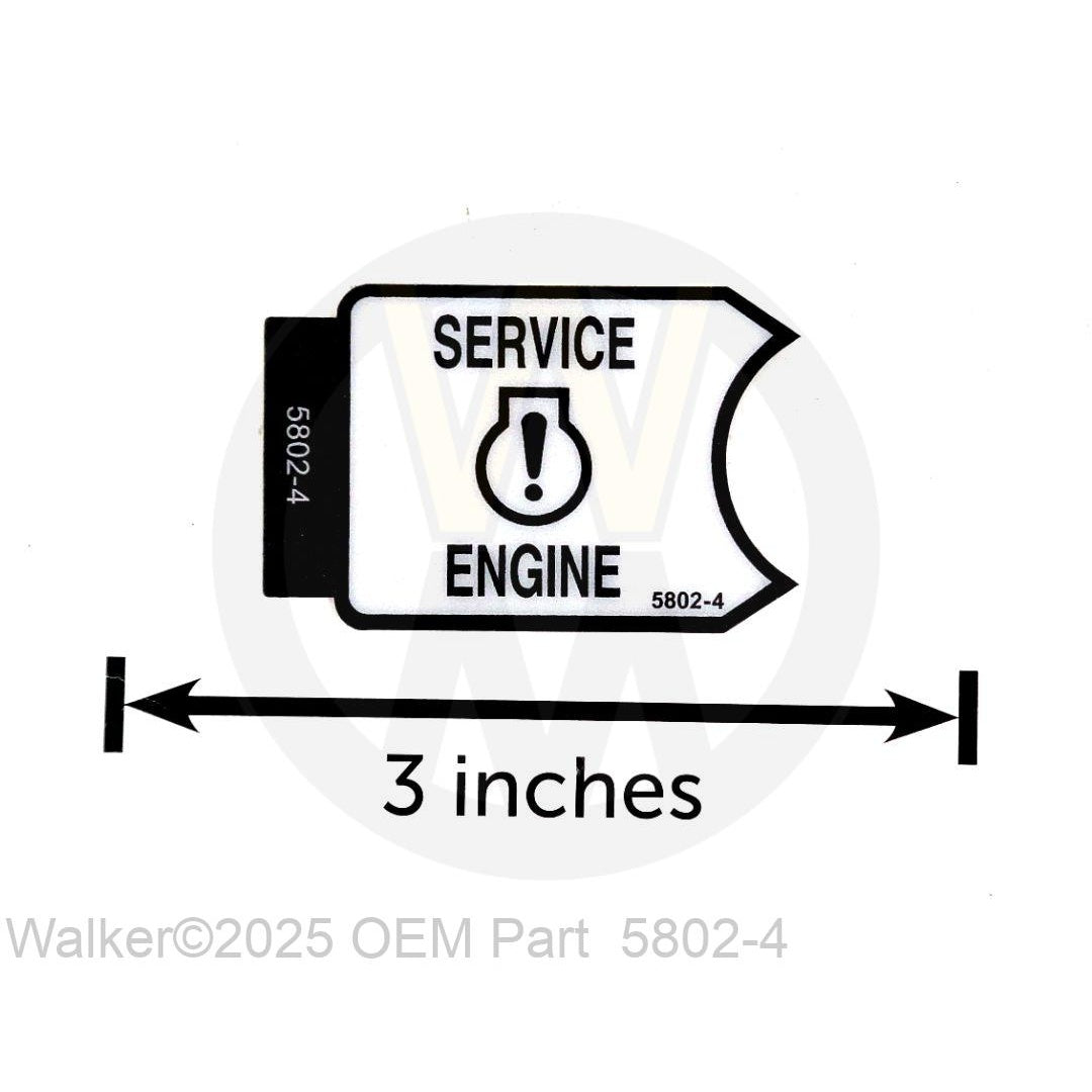Walker Part # 5802-4 : (NR) Decal, Service Engine