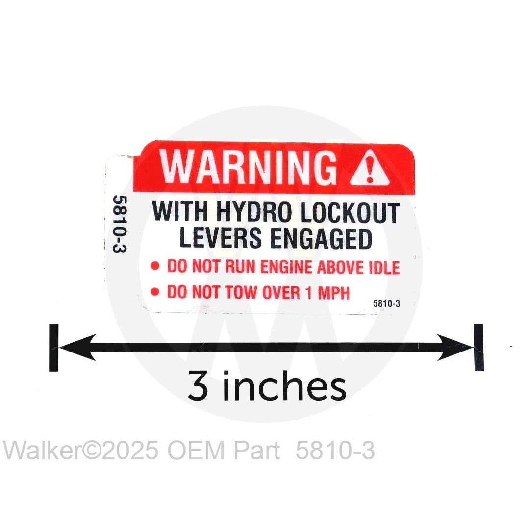 Walker Part # 5810-3 : DECAL, HYDRO WARNING