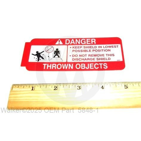 Walker Part # 5848-1 : (NR) Decal, Dngr SD Shld/Lexan 2x4.67