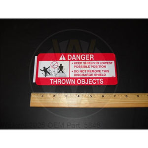 Walker Part # 5848 : (SU5848-1)(NR) Decal, Danger SD Shield/Lexan