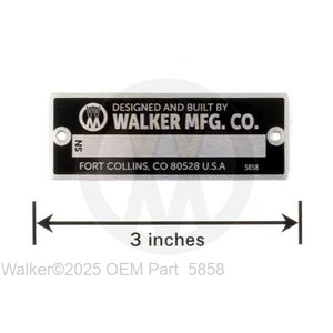 Walker Part # 5858 : Deck Serial Number Plate