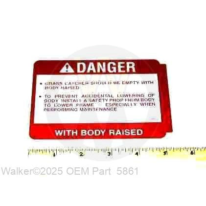 Walker Part # 5861 : (NR) DECAL, DANGER RAISED BODY/LEXAN