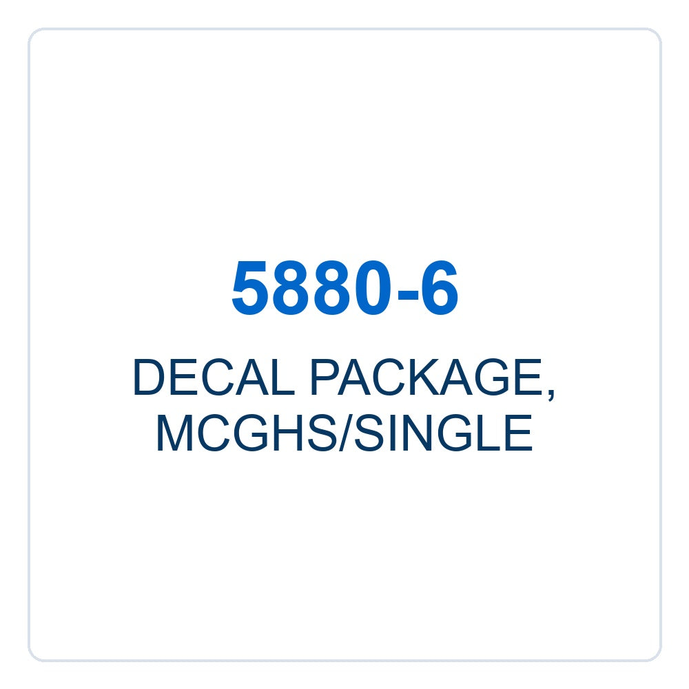 Walker Part # 5880-6 : DECAL PACKAGE, MCGHS/SINGLE