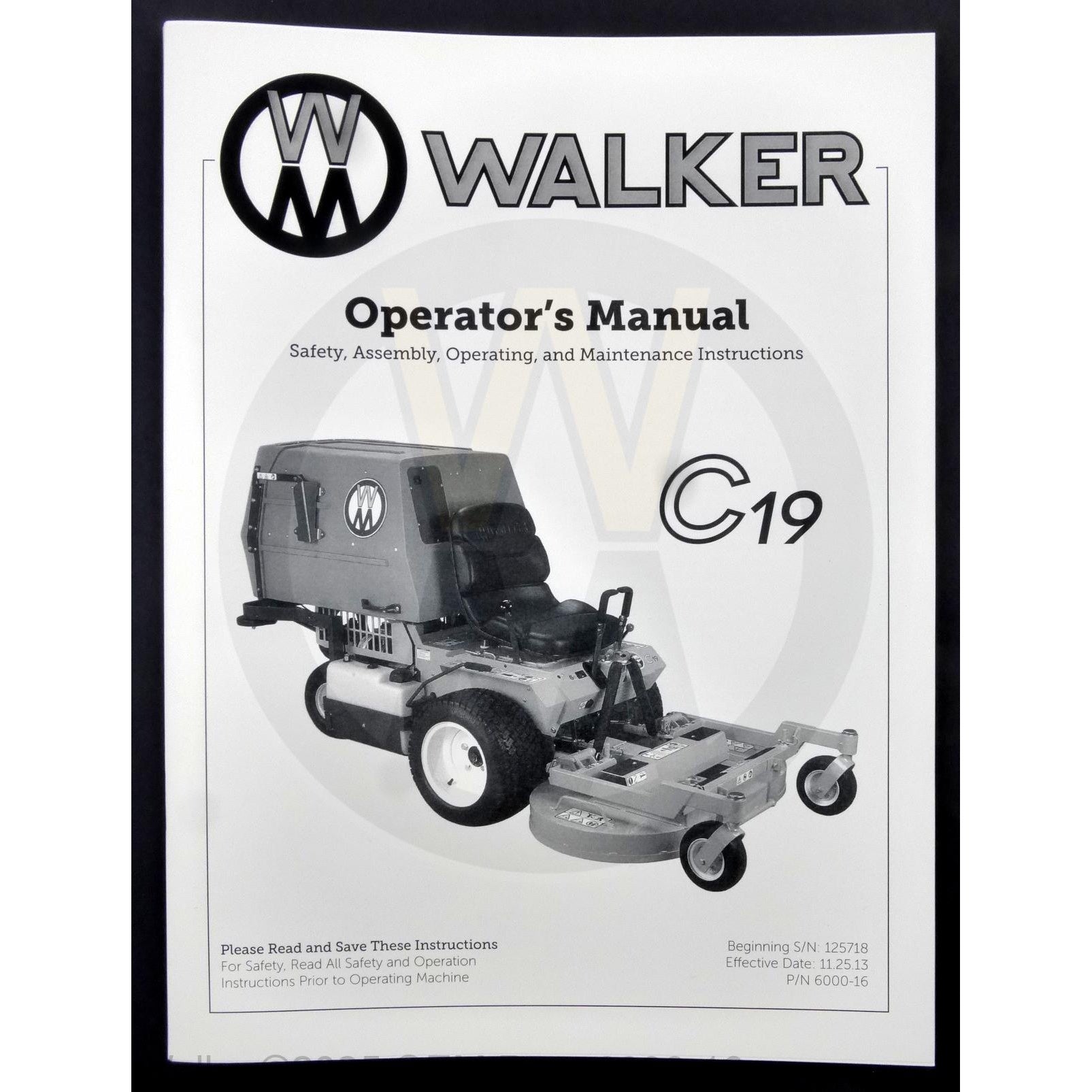 Walker Part # 6000-16 : Operator's Manual, MC19