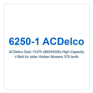 Walker Part # 6250-1 ACDelco : ACDelco Gold 15370 (88934306) High Capacity V-Belt for older Walker Mowers 370 lenth