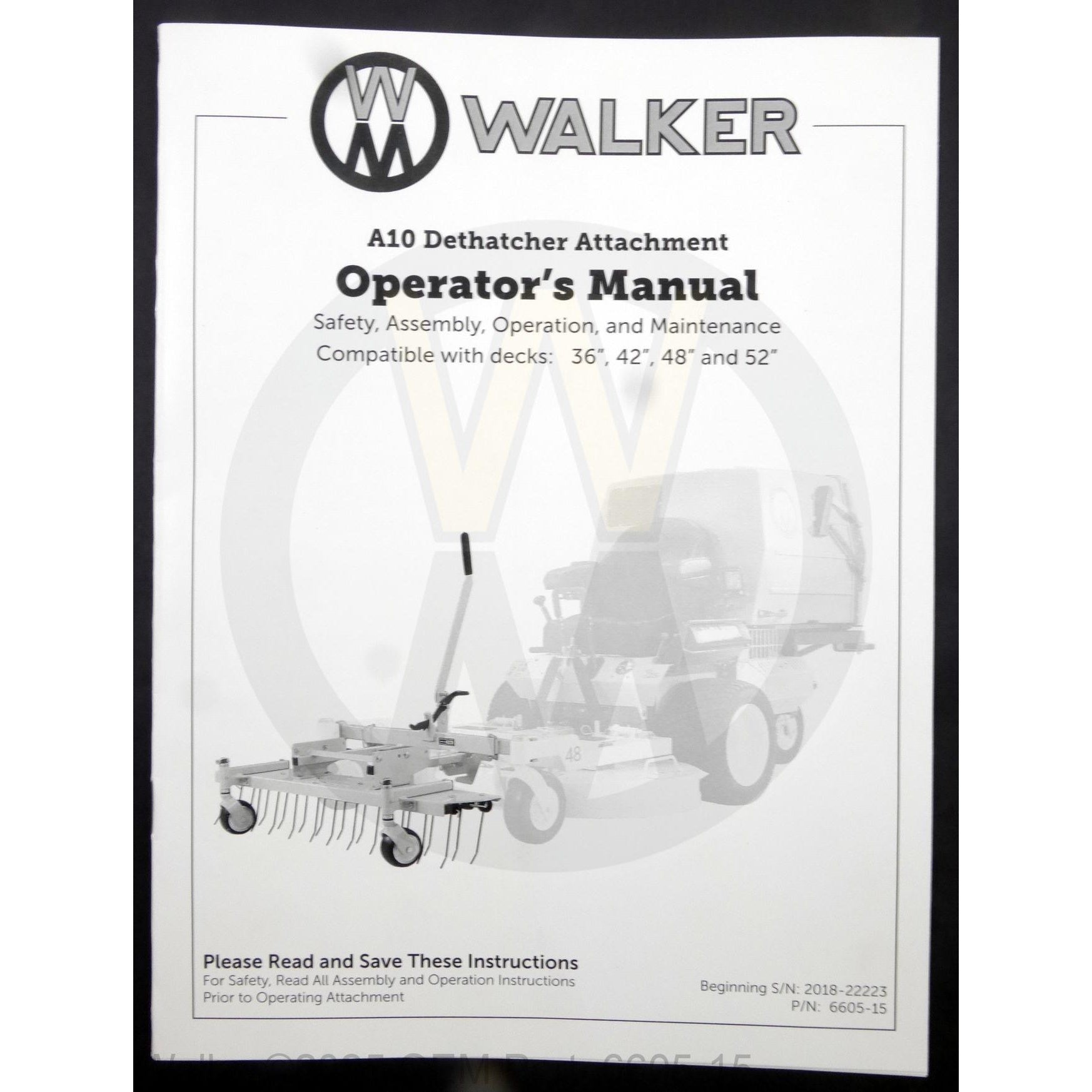 Walker Part # 6605-15 : Operators Manual/A10