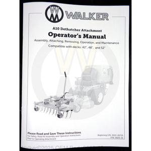 Walker Part # 6605-16 : A10 Operators Manual