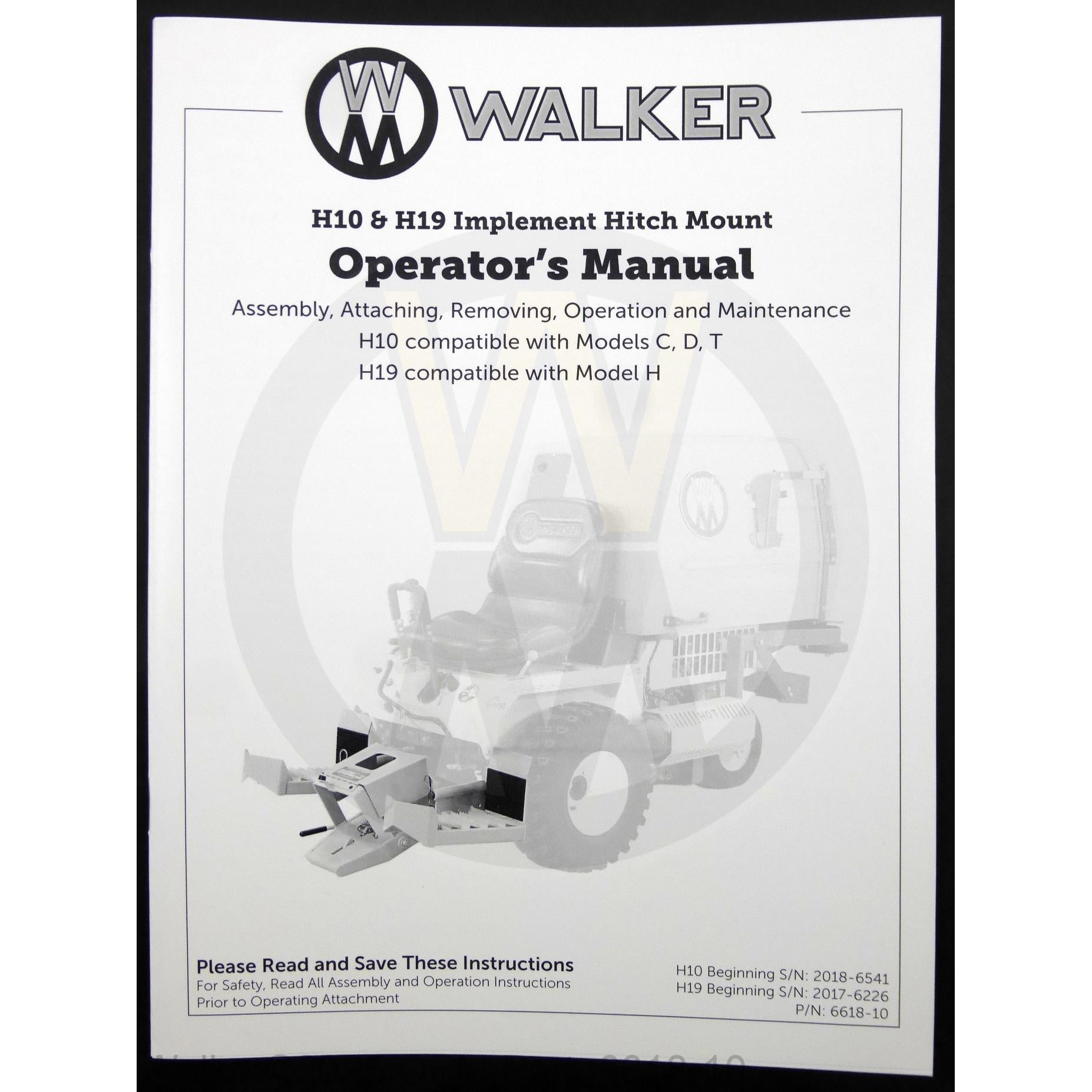 Walker Part # 6618-10 : Operators Manual/H10 & H19