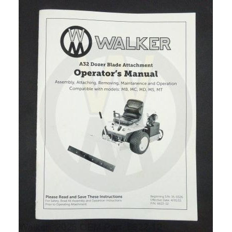 Walker Part # 6622-12 : Operators Manual/A32