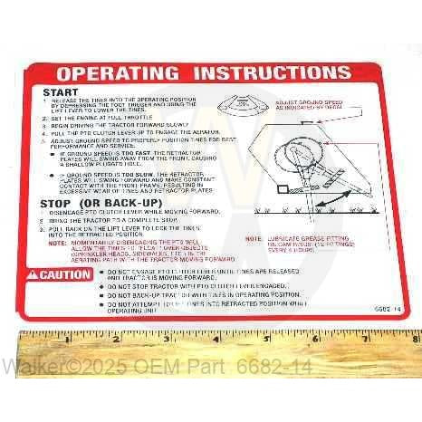 Walker Part # 6682-14 : DECAL, OPERATION/GSI/LEXAN