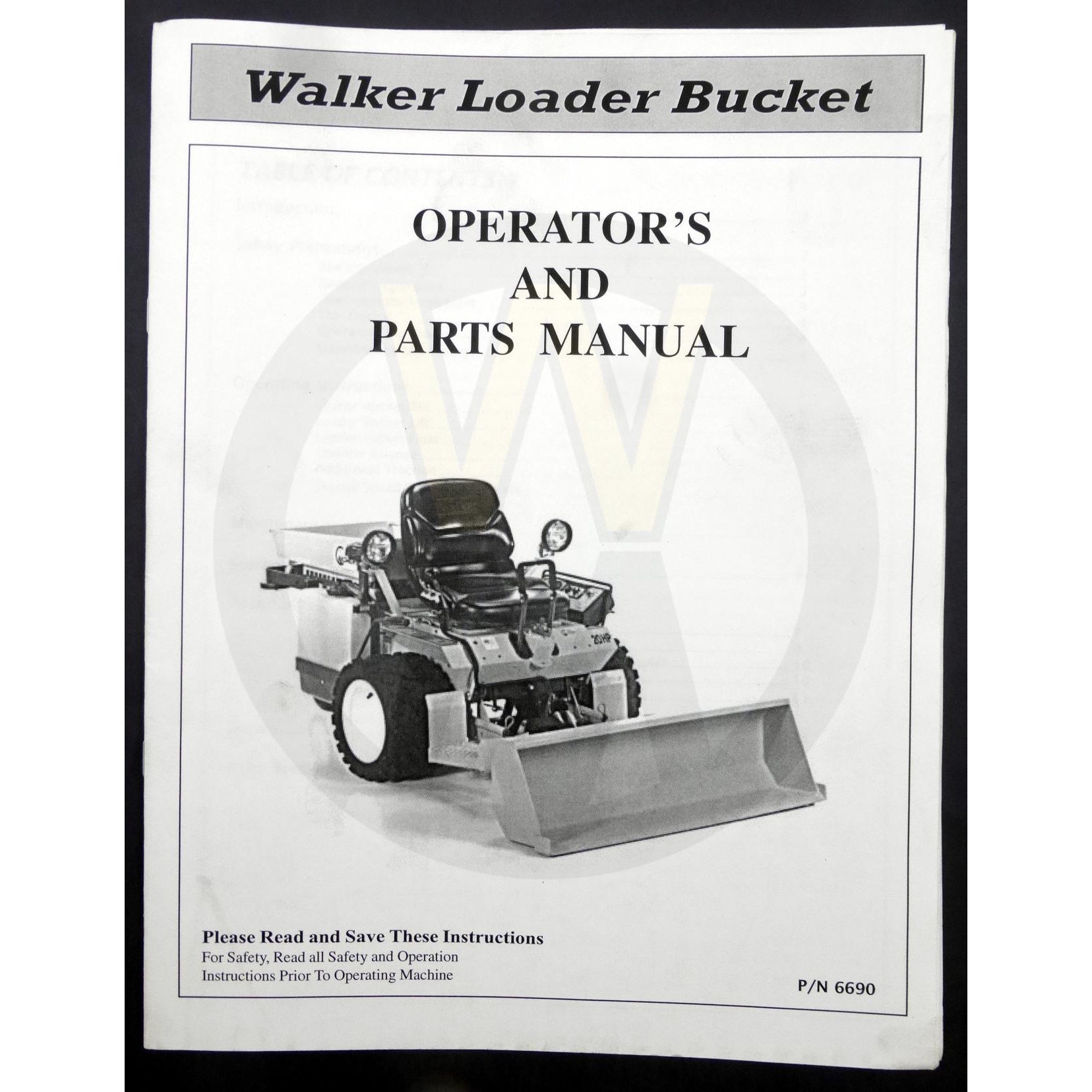Walker Part # 6690 : LOADER BUCKET MANUAL