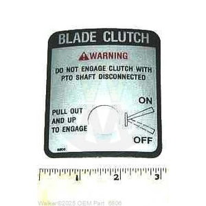 Walker Part # 6806 : (NR) Decal, Blade Clutch/Lexan