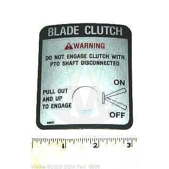 Walker Part # 6806 : (NR) Decal, Blade Clutch/Lexan
