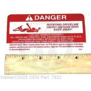 Walker Part # 7822 : (NR) DECAL, PTO SHIELD/DANGER