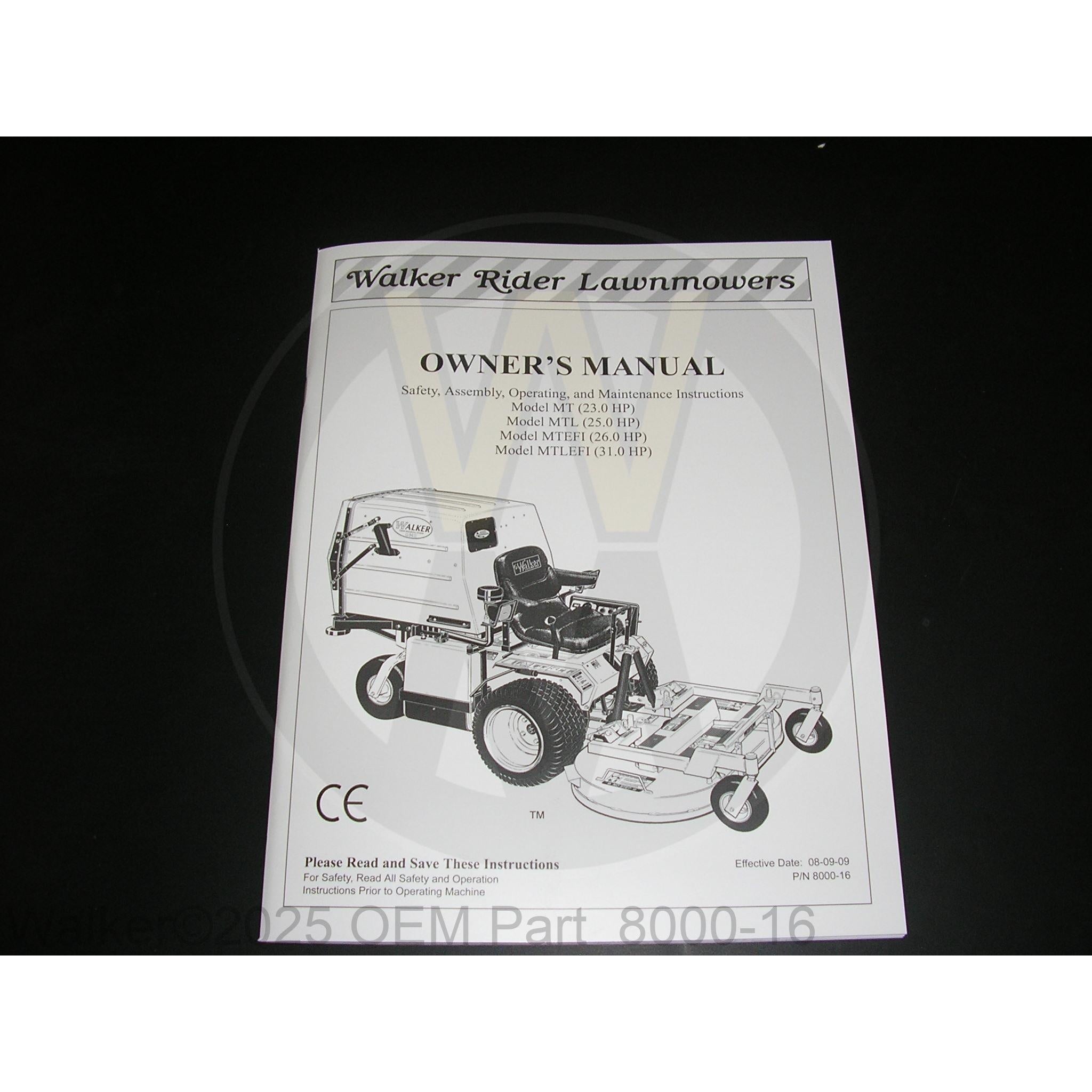 Walker Part # 8000-16 : OWNER'S MANUAL, T