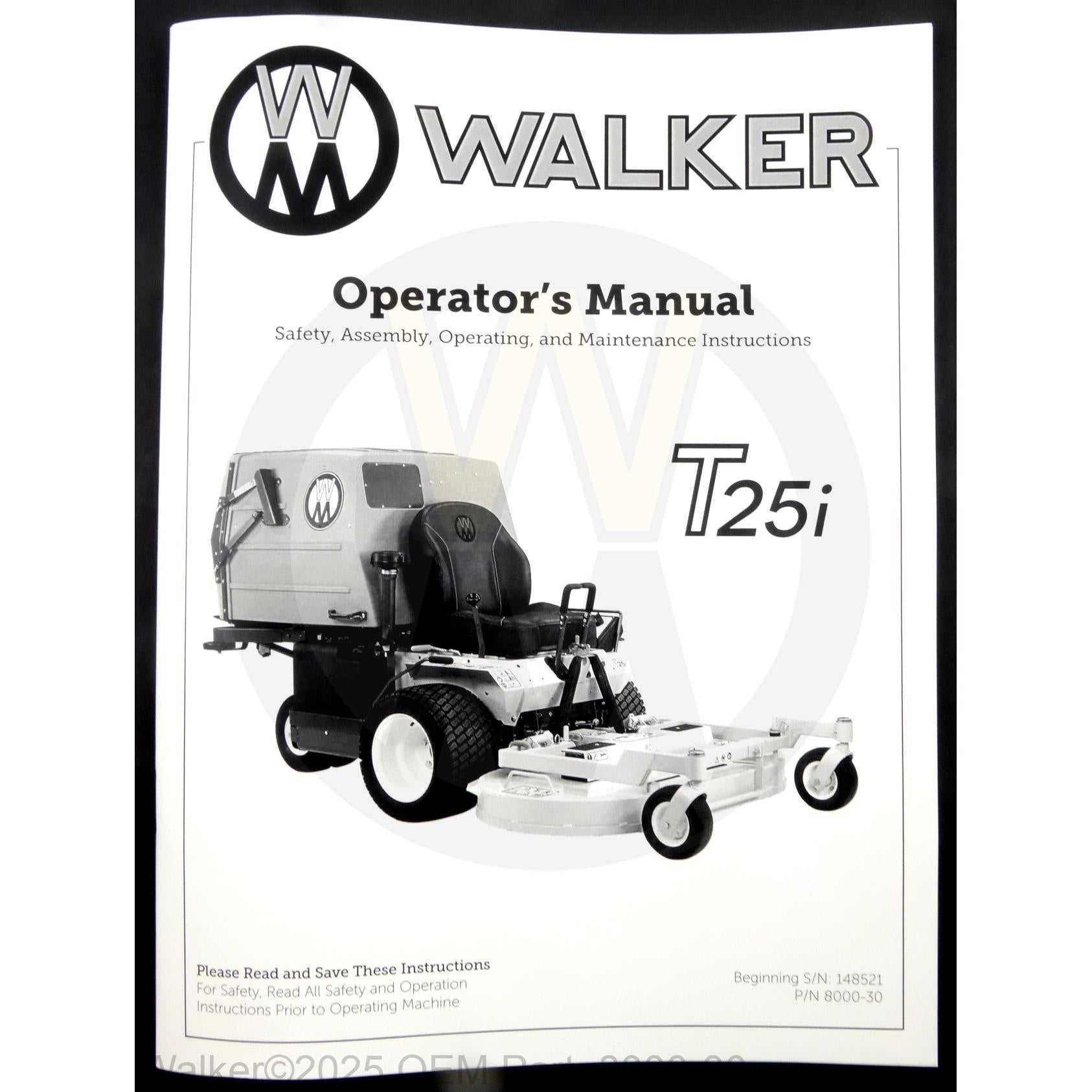 Walker Part # 8000-30 : MT25i Operator's Manual