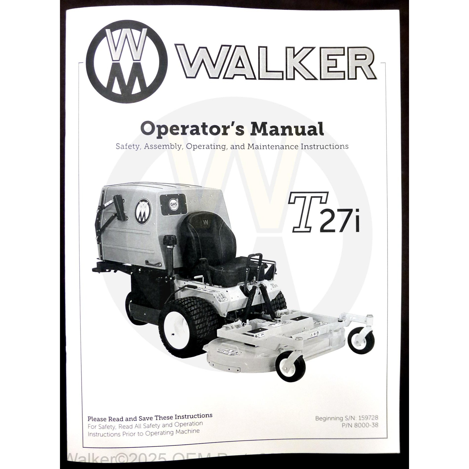 Walker Part # 8000-38 : Operator's Manual, MT27i