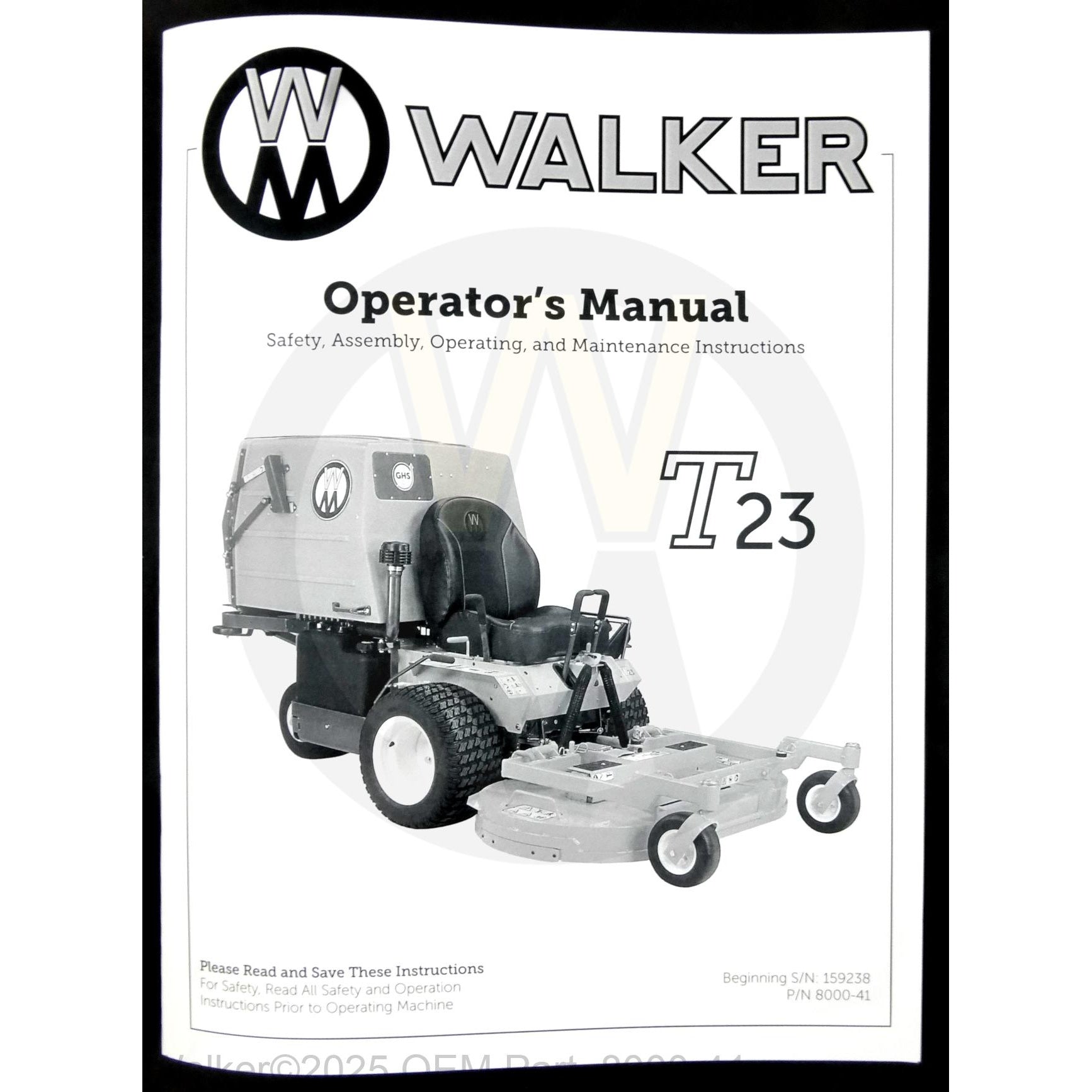 Walker Part # 8000-41 : Operator's Manual, MT23