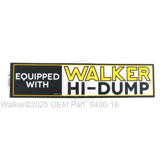 Walker Part # 8400-16 : Decal, Hi-Dump Lexan