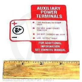 Walker Part # 8400-7 : DECAL, ELECTRICAL JUMPER WARNING
