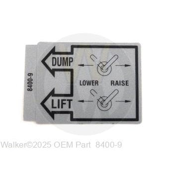 Walker Part # 8400-9 : (NR) DECAL, HI-DUMP OPERATION/ LEXAN